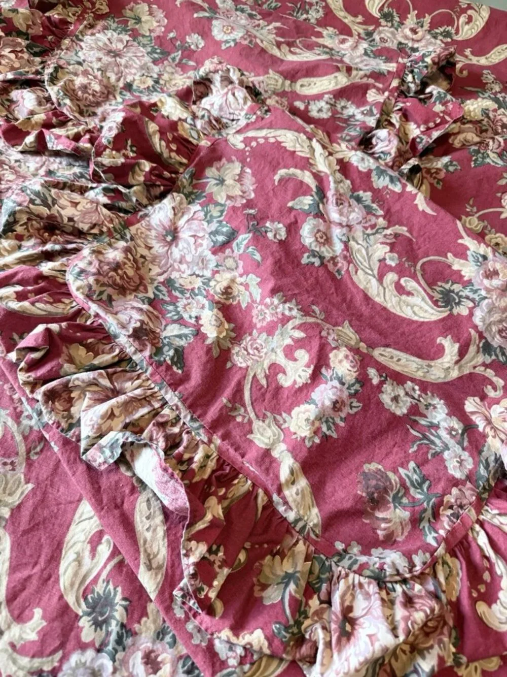 3Pc Ralph Lauren Marseilles Full/Double Duvet Cover COTTON +2 Ruffle Shams READ